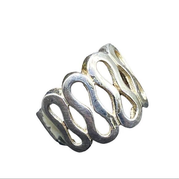 Sterling silver 925 FAS marked swirl ring significant in size see pic for size - Picture 3 of 9
